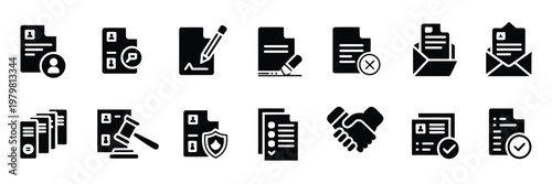 Document icons set, documents icons collection, file symbol, vector illustration, clean flat design featuring folders, pages, and file types, ideal for apps, websites, and office-related graphics.