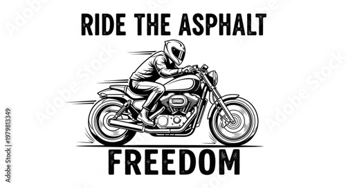 Motorcycle Rider Speeding on Asphalt Road Freedom.