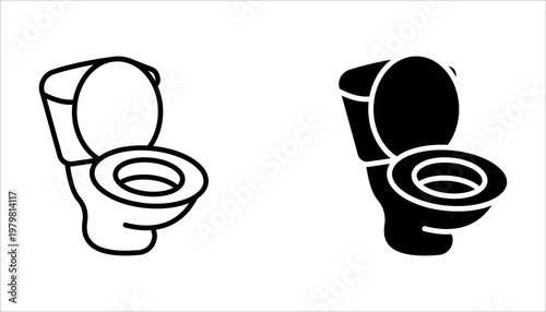 Clean sparkling toilet icon set hygiene bathroom, on a white background