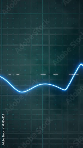 Dark Green Grid with Glowing Blue Audio Waveform