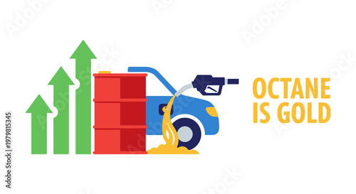 Fuel pump nozzle filling blue car gas tank with oil in style for finance growth