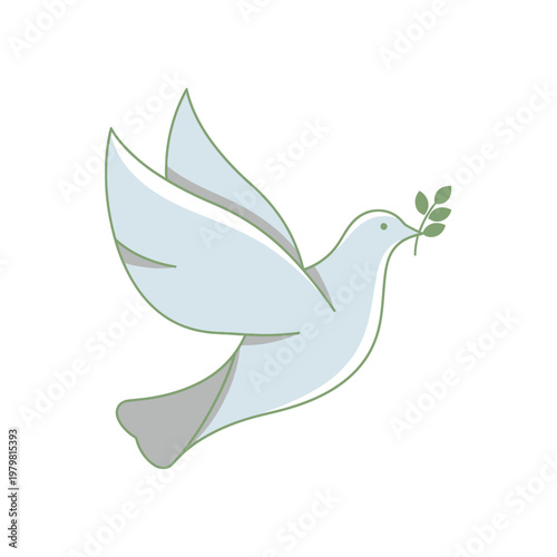 Peace Dove with Olive Branch, Symbol of Hope and Serenity, Isolated