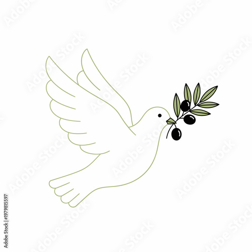 Peace Dove with Olive Branch - Symbol of Hope and Harmony
