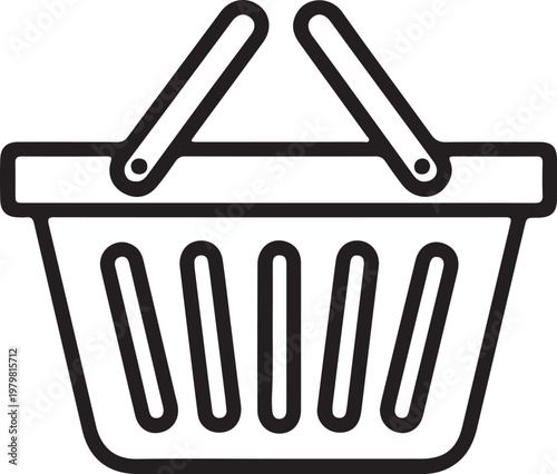 Empty shopping basket, outline illustration.