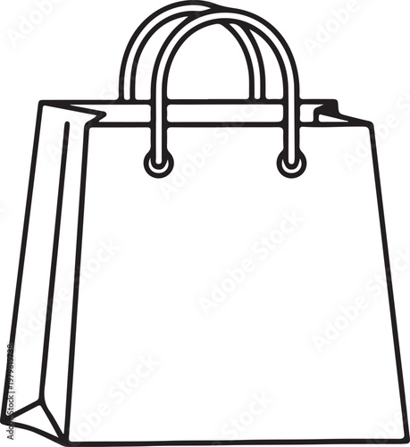 Shopping bag, outline illustration.