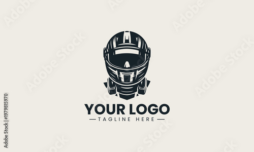 Black racing driver with helmet and suit is presented as bold monochrome vector logo on clean white background for motorsport and automotive branding use