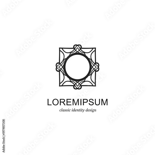 Black and white logo design.