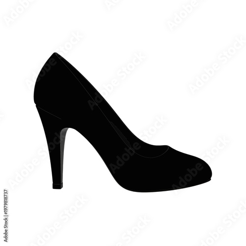 Black High Heel Shoe Flat Vector Icon