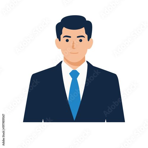 Businessman Icon in Suit and Tie Flat