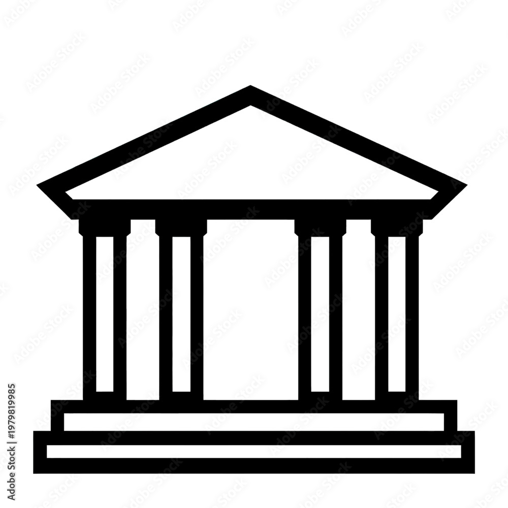 Fototapeta premium Classical Temple Icon with Columns and Pediment