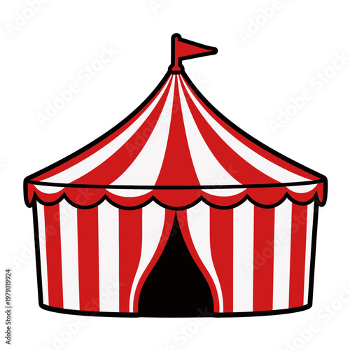 Circus Tent Icon with Red and White Stripes