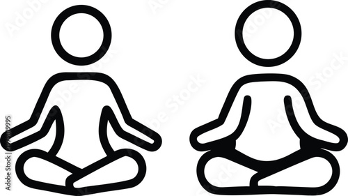 Yoga posture icons for design. Easily editable stroke. Modern flat design.