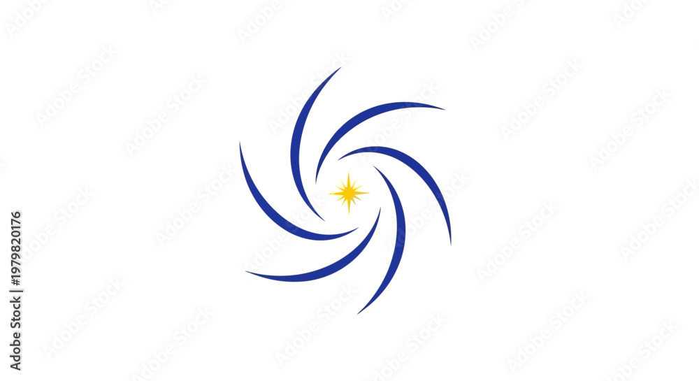 Fototapeta premium A blue and yellow abstract graphic design.