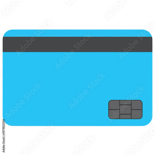 Credit Card Icon with Magnetic Stripe and Chip