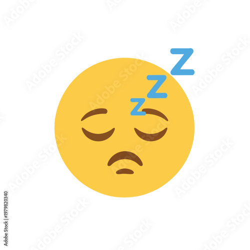 Sleepy Face Emoji Illustration for Relaxation and Rest Concepts