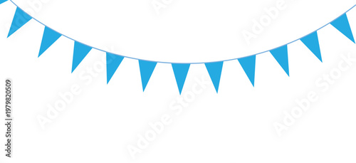 Blue triangular pennant banner on transparent background for party decoration vector graphic
