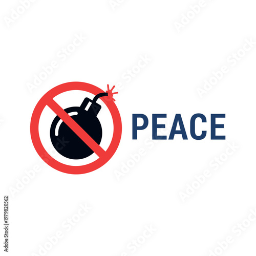 Stop War and Violence, Promote Peace Symbol with Bomb Crossed Out