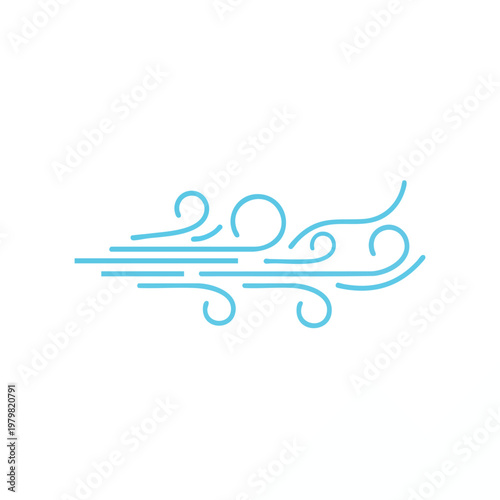 Minimalist Wind Breeze Line Art for Nature or Weather Themes