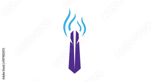 Purple candle with blue smoke rising.
