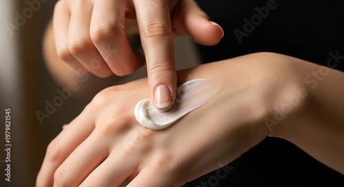 Close-up of a person's hands gently applying a nourishing moisturizing cream, highlighting the importance of daily skincare routine for soft, healthy, and smooth skin