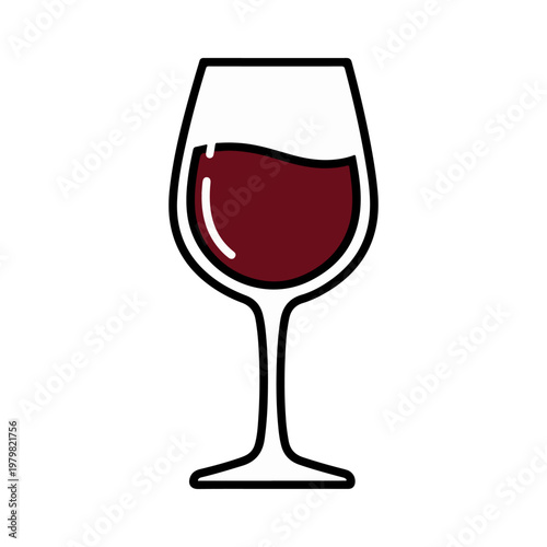 red wine glass vector illustration, flat design
