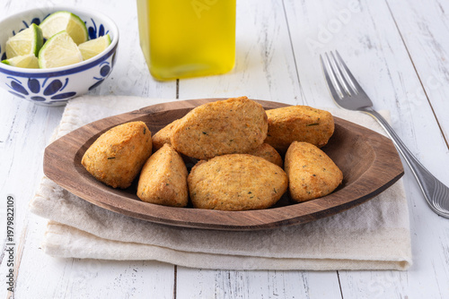 Bolinho de bacalhau or codfish balls, typical portuguese snack