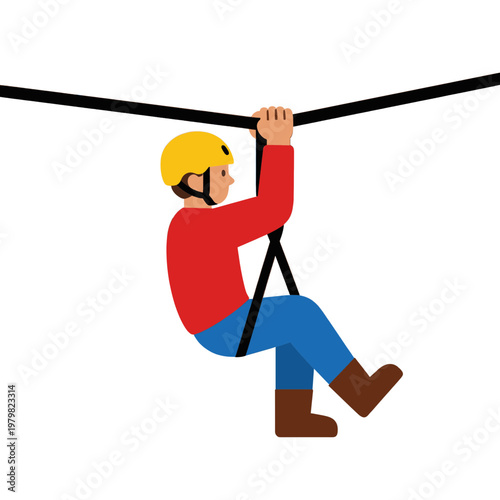 Person Ziplining Wearing Helmet Flat Icon