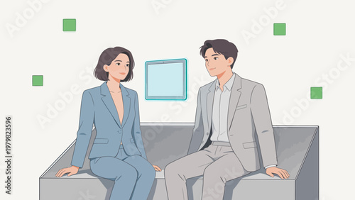 Business people sitting on bench