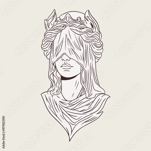 Ancient Greek and Roman Elements Illustration Set, Classical Sculpture, Column and Vase Line Art Collection