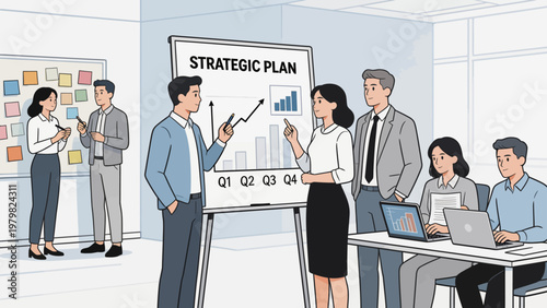 Business team presentation strategic plan