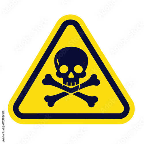 Skull and Crossbones Warning Symbol Flat Icon