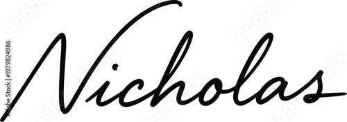 A signature that reads Nicholas in a beautiful black cursive font on a white background