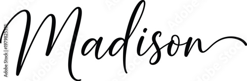The elegant name Madison written in black cursive script on a white background
