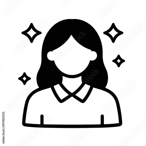 Woman with Sparkles Line Icon