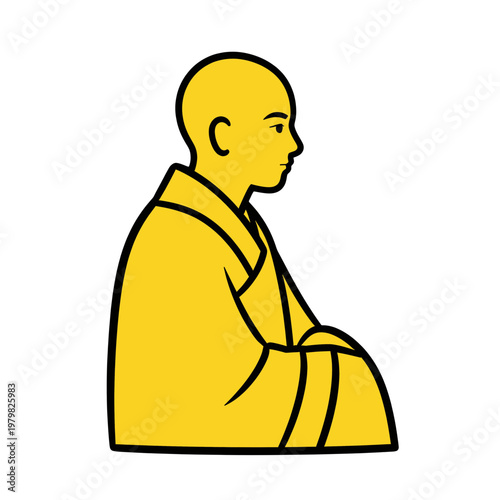 Yellow Buddhist Monk in Meditation Flat Icon