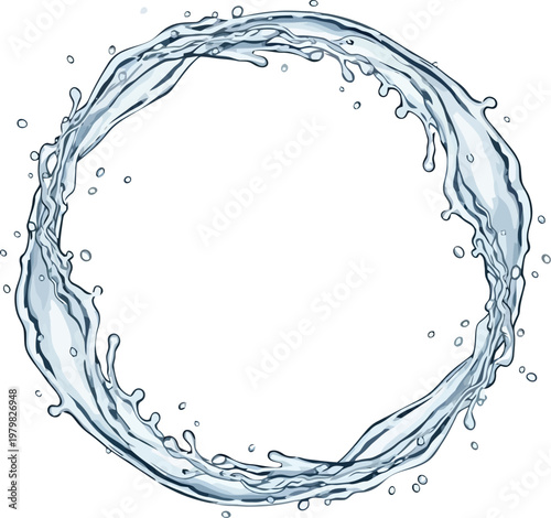 A circular wave of water forming a ring shape on a white background