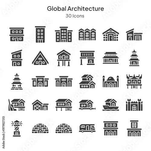icons collection about global architecture