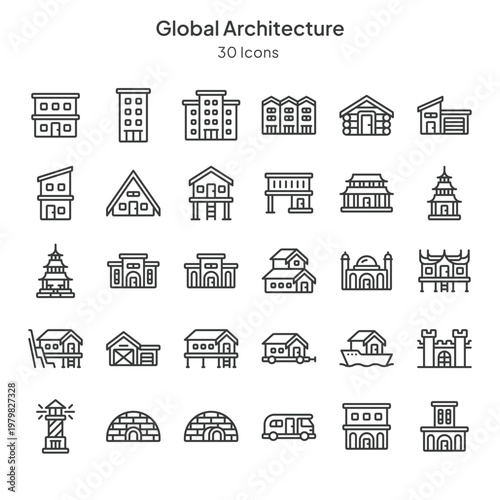icons collection about global architecture