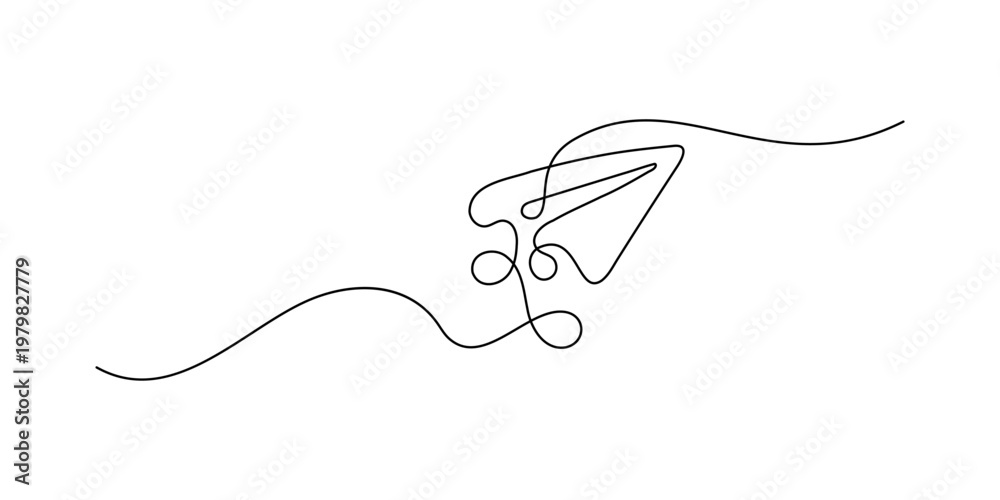 Obraz premium Continuous line drawing of a paper airplane flying, vector illustration