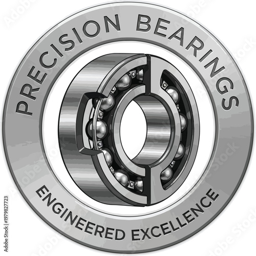 A precision bearing logo with the words 'Engineered Excellence' and 'Precision Bearings' on a white background