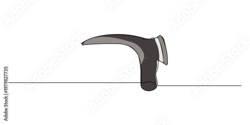 One line drawing of a set of essential gardening tools and equipment