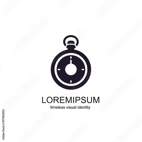 Black pocket watch with white details.