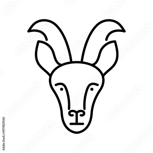 Antelope head icon. Nature and antelope line symbol. Black and white.