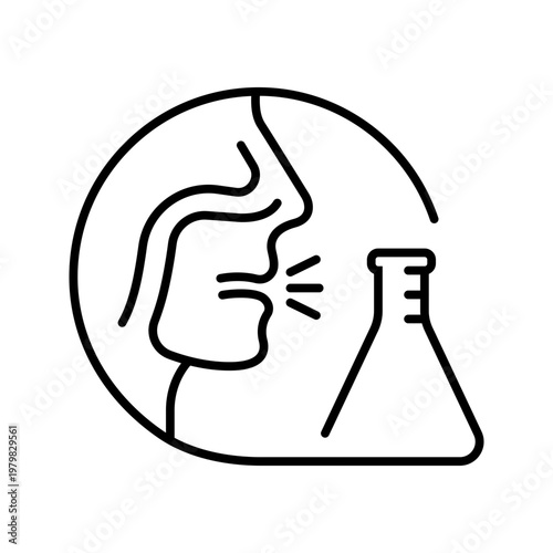 Allergy research icon. Healthcare and allergy testing line symbol. Black and white.