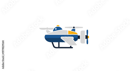 Blue and white toy helicopter model.