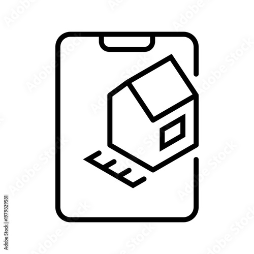 Ar construction icon. Industry and construction technology line symbol. Black and white.