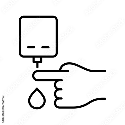 Blood glucose test icon. Healthcare and blood glucose monitoring line symbol. Black and white.