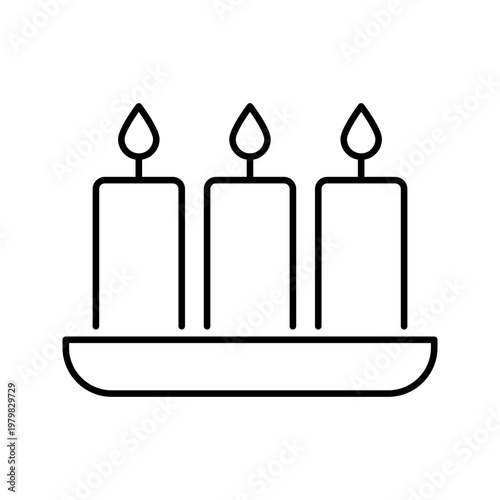 Candle holder icon. Lifestyle and religious ceremony line symbol. Black and white.