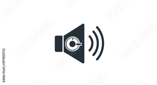 Black speaker icon with sound waves.