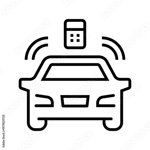Car alarm icon. Transport and vehicle security line symbol. Black and white.